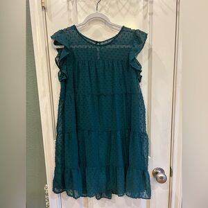 Midnight Doll Green Ruffle Mini Dress